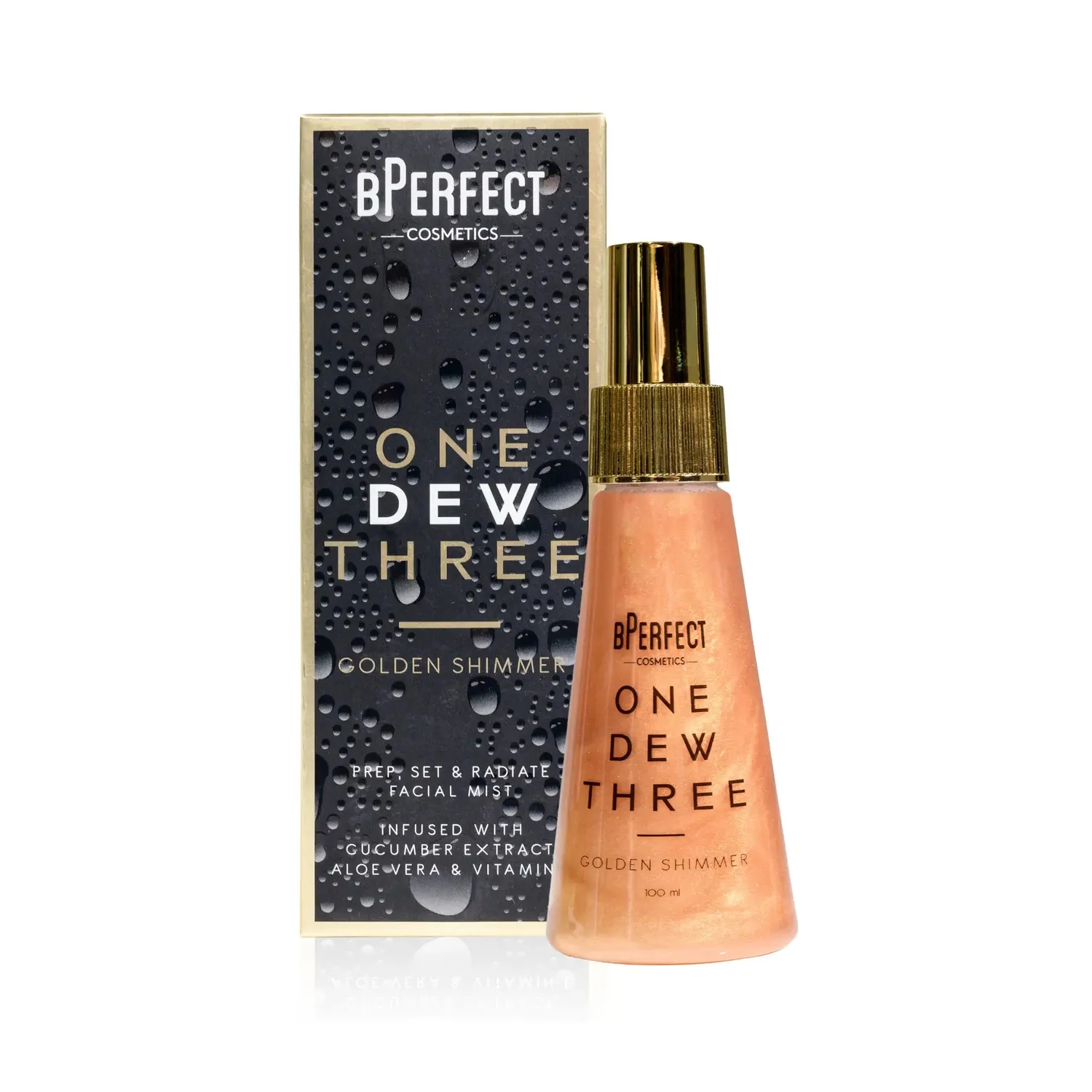 BPerfect One Dew Three Golden Shimmer setting spray 100ml glow