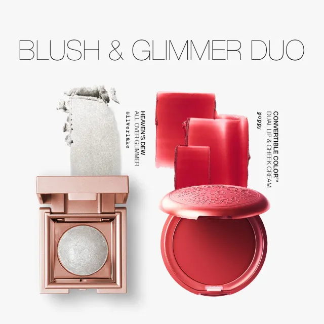 Stila Blush Glimmer duo Poppy Silverlake lip cheek oog
