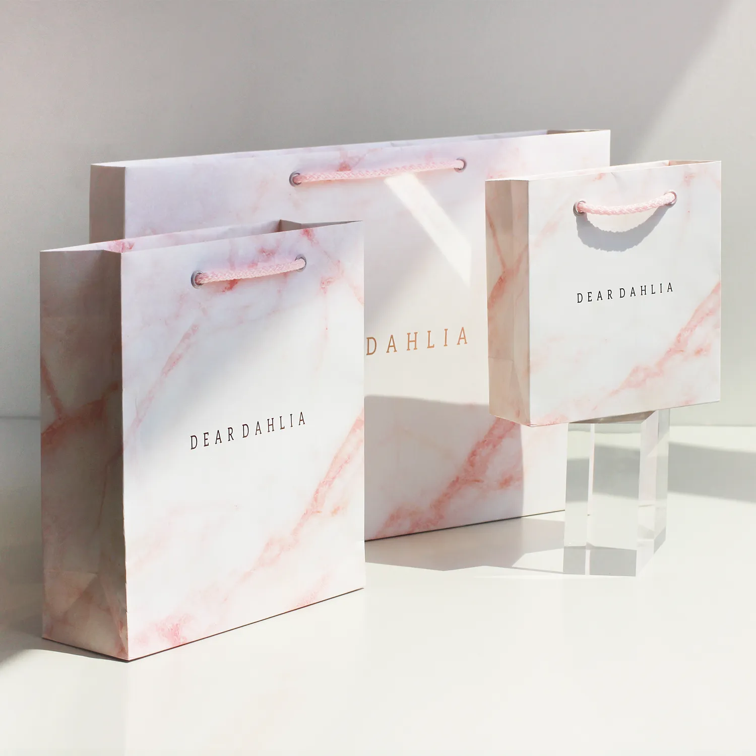 DEAR DAHLIA Pink Gift Bag cadeautasje Small roze marmer