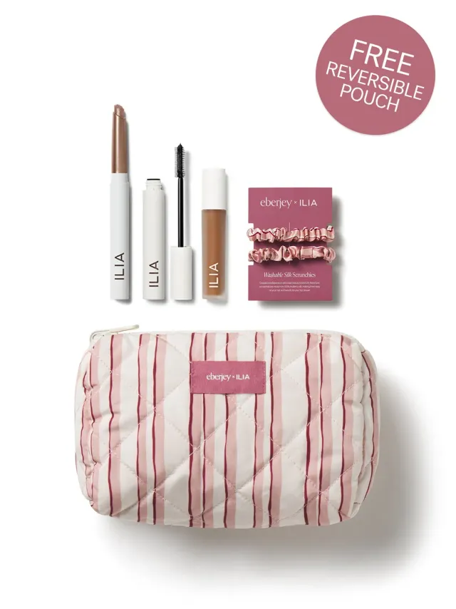 Eberjey x ILIA The AM Set make-up set met scrunchies