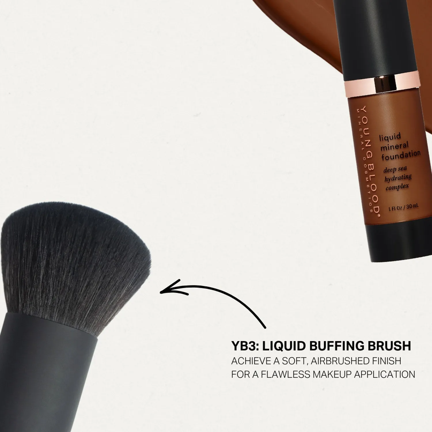 Youngblood YB3 Liquid Buffing Luxe Brush foundation kwast vegan