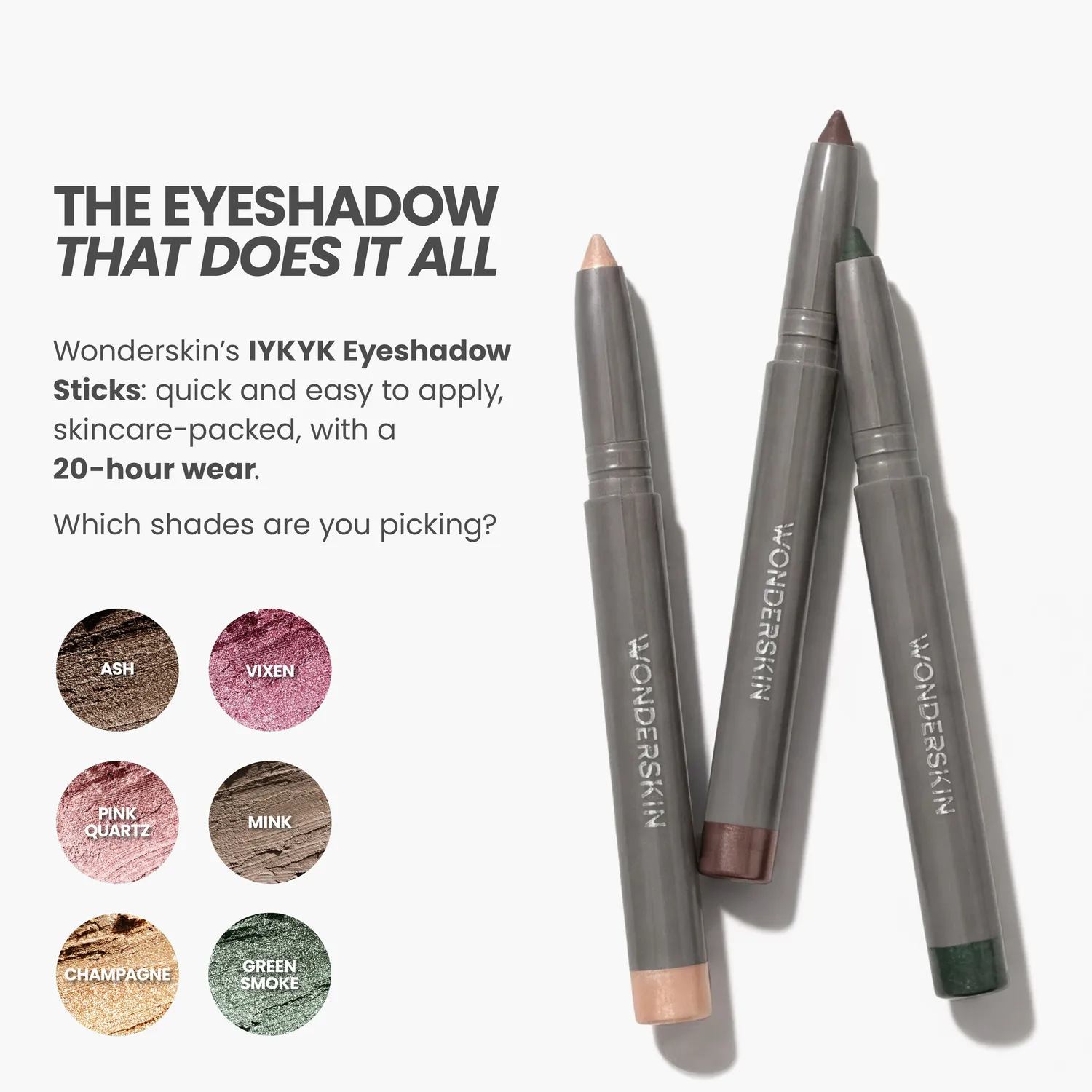 Wonderskin IYKYK Eyeshadow Trio sticks zachte dekking