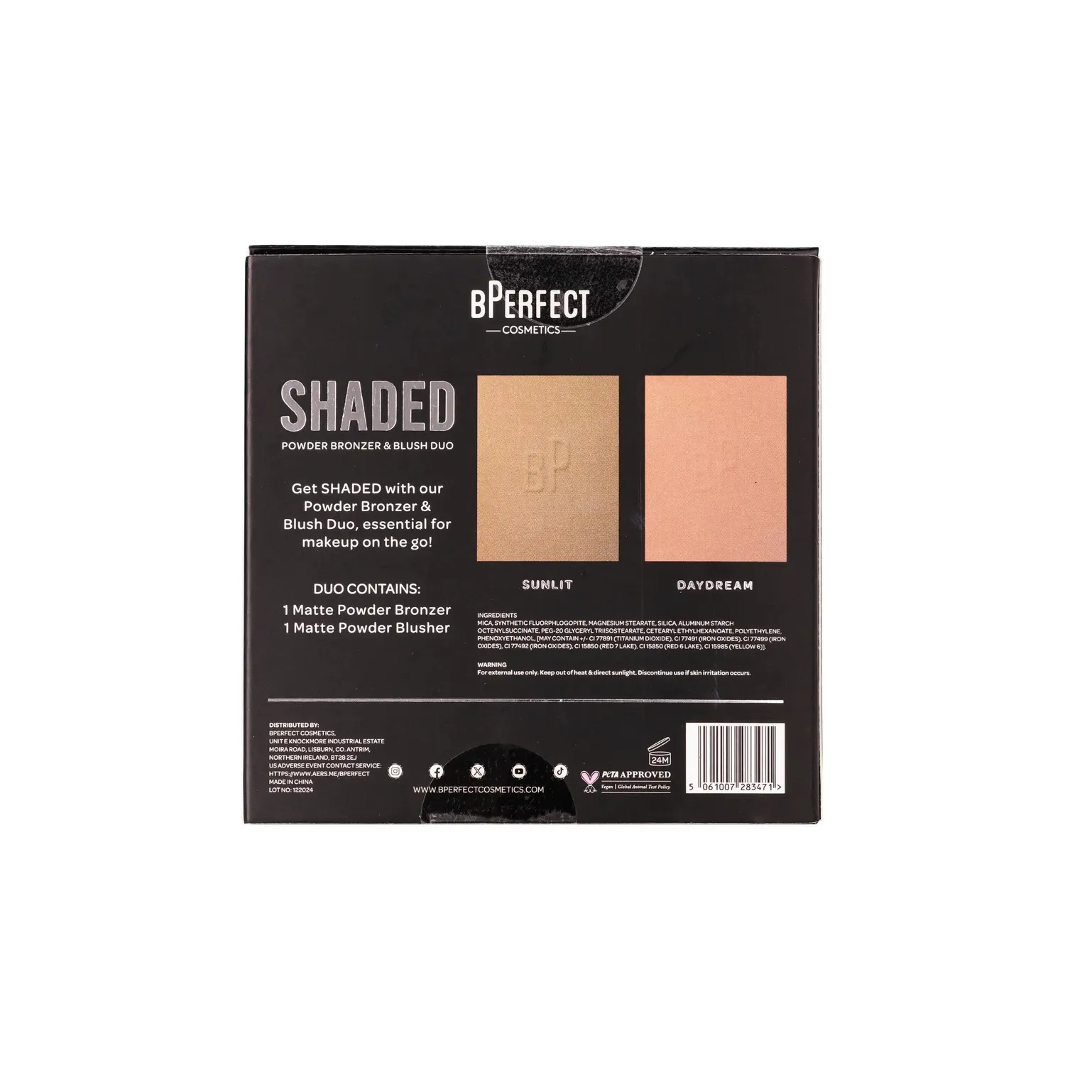 BPerfect Shaded Powder Bronzer Blush Duo palette 01 Light mat