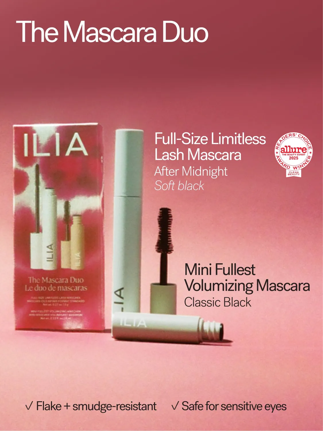 ILIA Mascara Duo mascaraset After Midnight + zwart