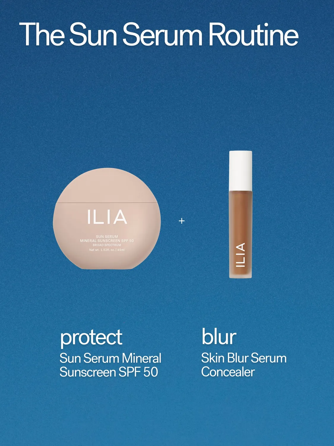 ILIA Protect + Blur Duo set SPF50 concealer stralend