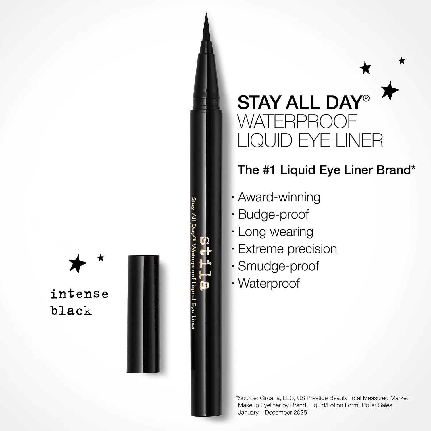 Stila Stay All Day waterproof liquid eyeliner Intense Black zwart