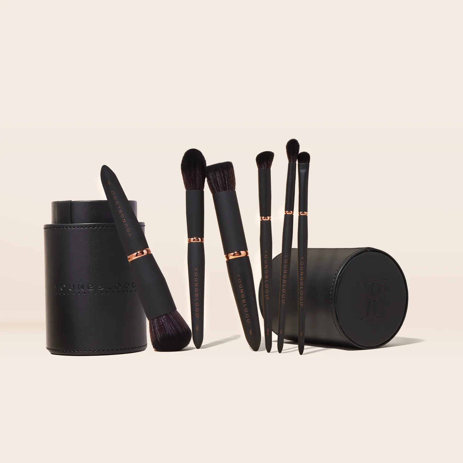 Youngblood Luxe Brush Holder kwastenetui nepleer zwart