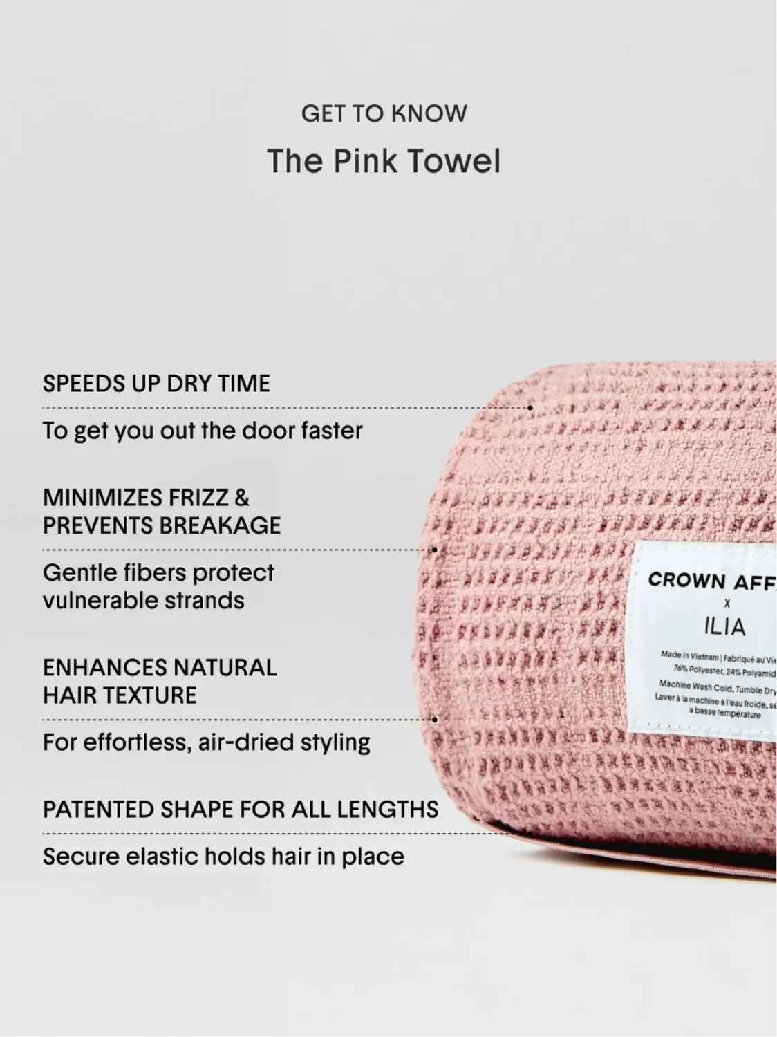 ILIA Beauty Pink Towel microvezel haardoek roze