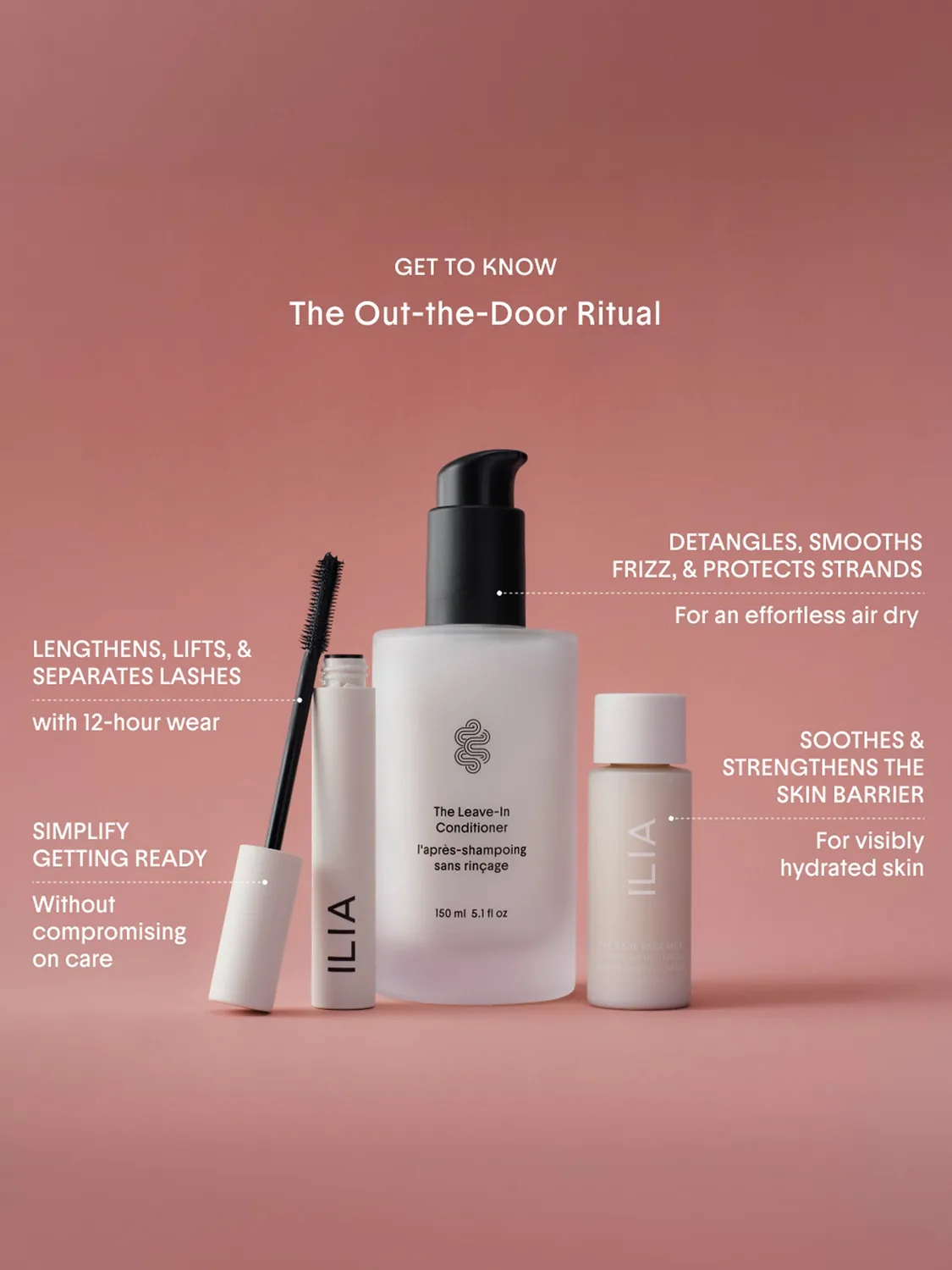ILIA Beauty Out-The-Door Ritual haar make-up set trio