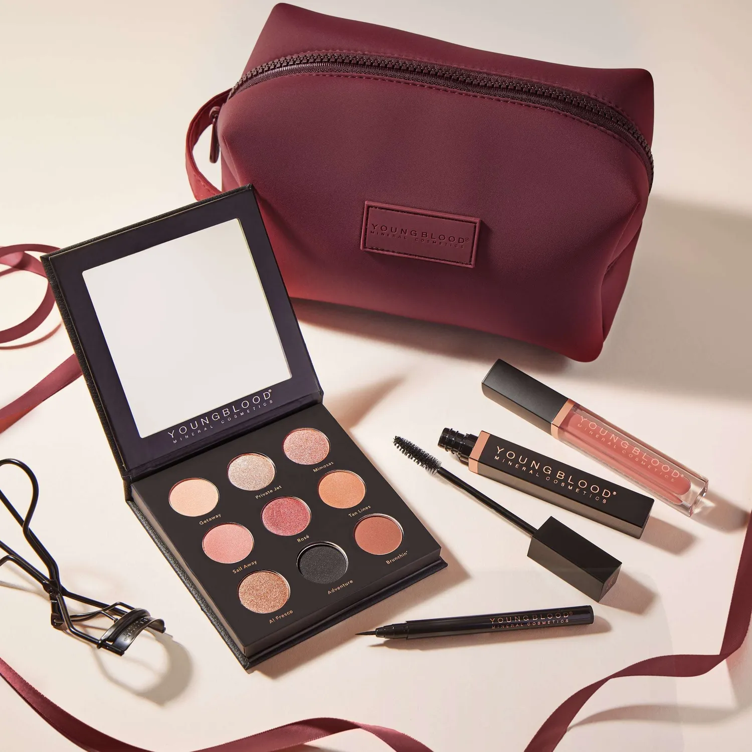 Youngblood Limited Edition Neoprene Makeup Bag tas marsala luxe
