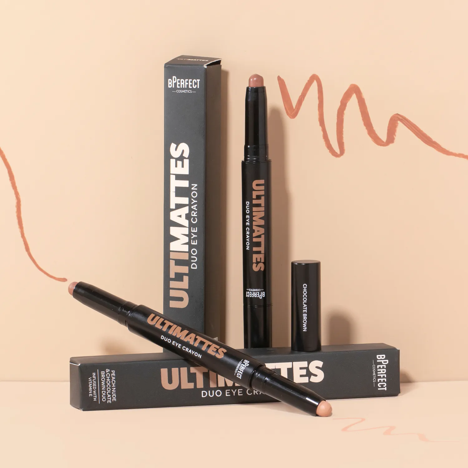 BPerfect Ultimattes Duo Eye Crayon Peach Brown 2g