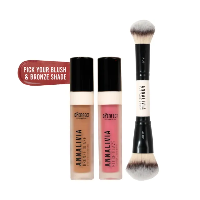 BPerfect x Annalivia Blush & Bronze Glaze Trio dewy