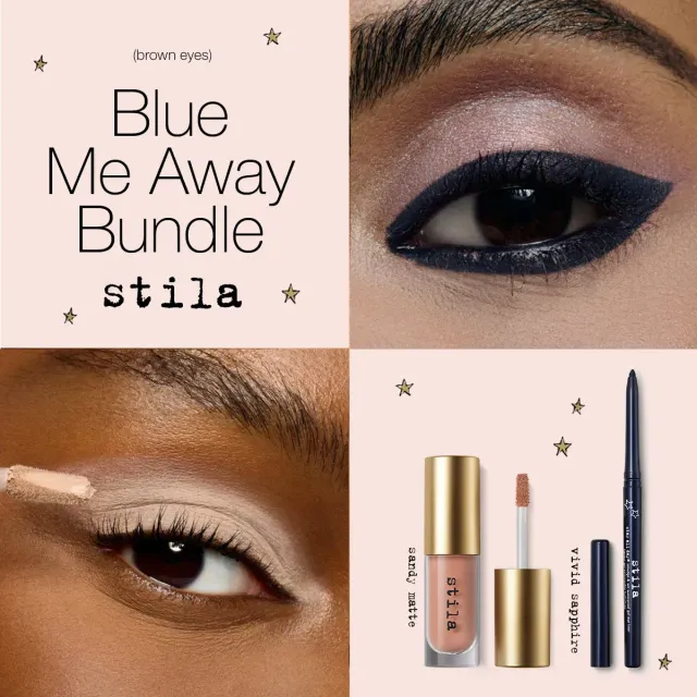 Stila Blue Me Away oogmake-up set Vivid Sapphire + Sandy Matte bruin
