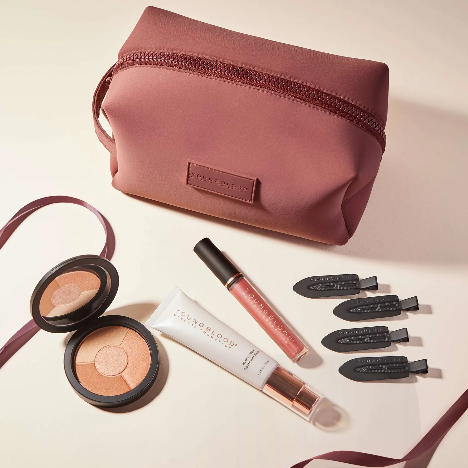 Youngblood Limited Edition Neoprene Makeup Bag tas marsala luxe