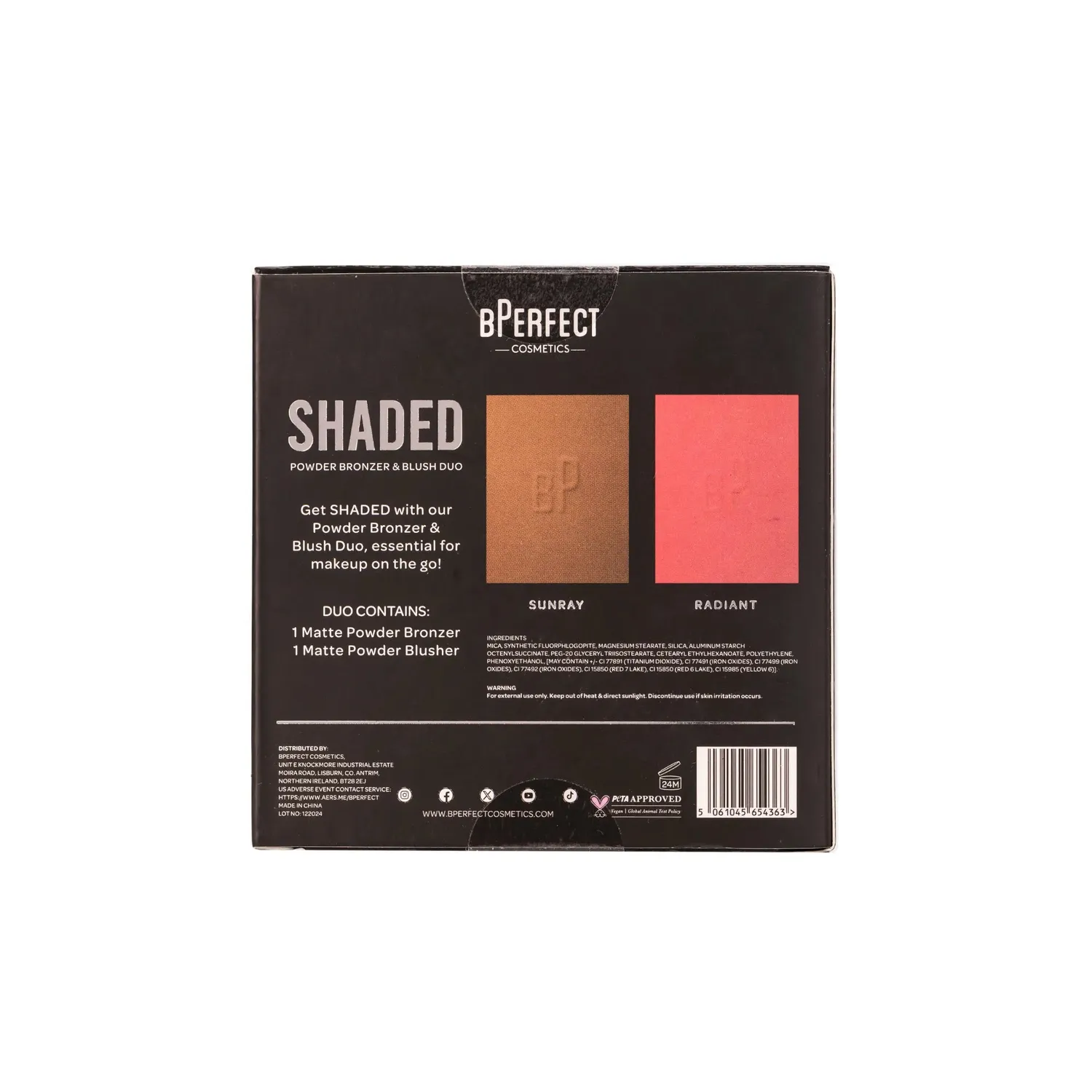 BPerfect Shaded Powder Bronzer Blush Duo palette 01 Light mat
